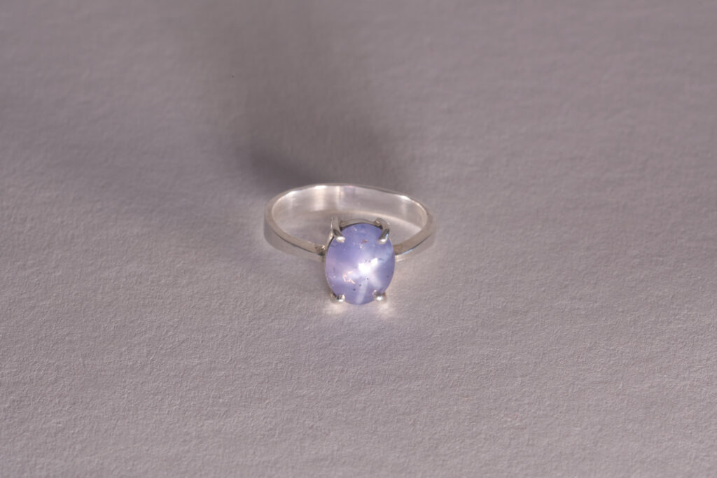 Natural sapphire ring in silver from KHEROON